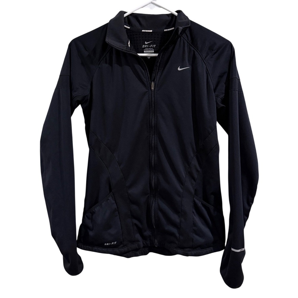 Nike Running Element Dri-FIT Full Zip Jacket Black Women Small Reflective